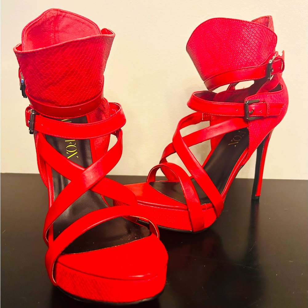 Paper Fox Sammy Poppy Stiletto Heels 9 NEW